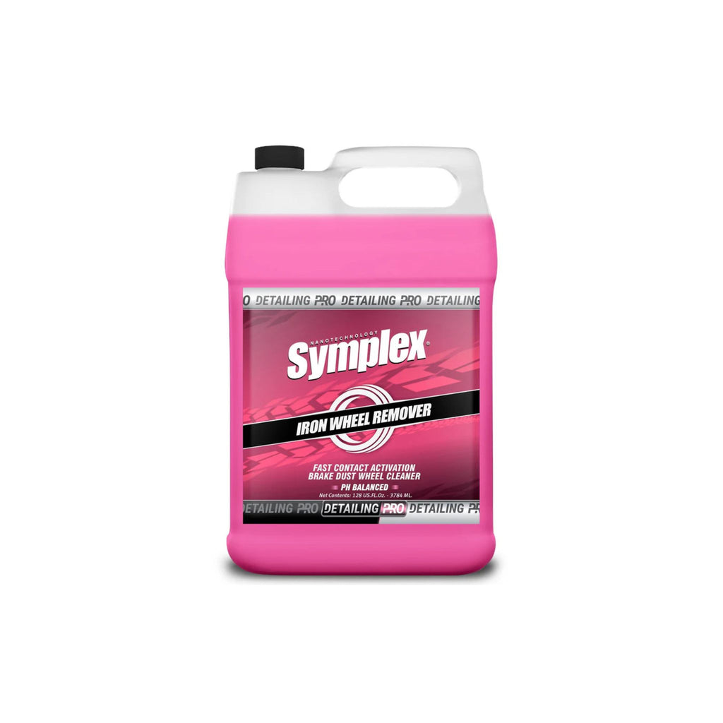 Jug of Symplex Iron Wheel Cleaner, a car detailing product designed to remove brake dust and iron contaminants from wheels