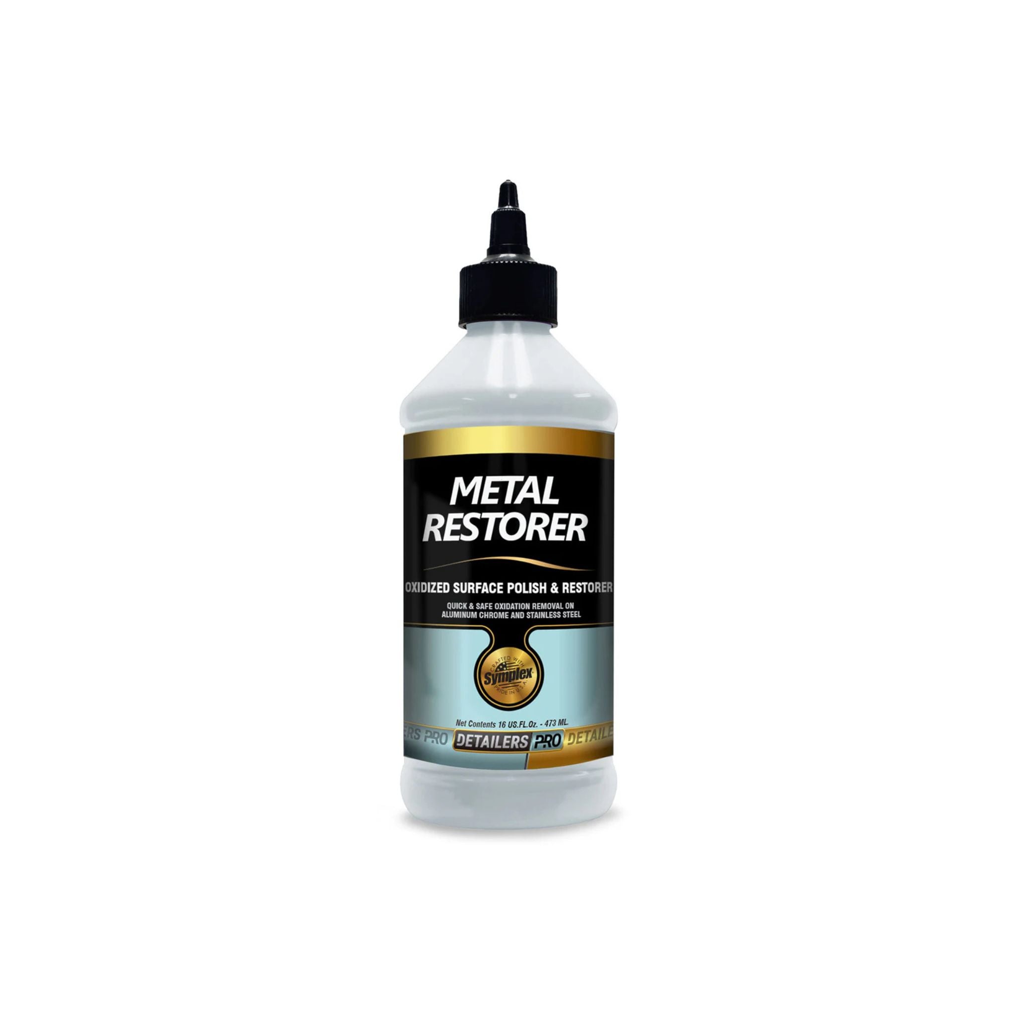 Symplex Metal Restorer oxidized surface polish and restorer for removing oxidation and restoring shine to metal surfaces.