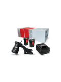 RUPES BigFoot HLR75 Mini iBrid polisher starter kit shown with included batteries and charger for cordless use.
