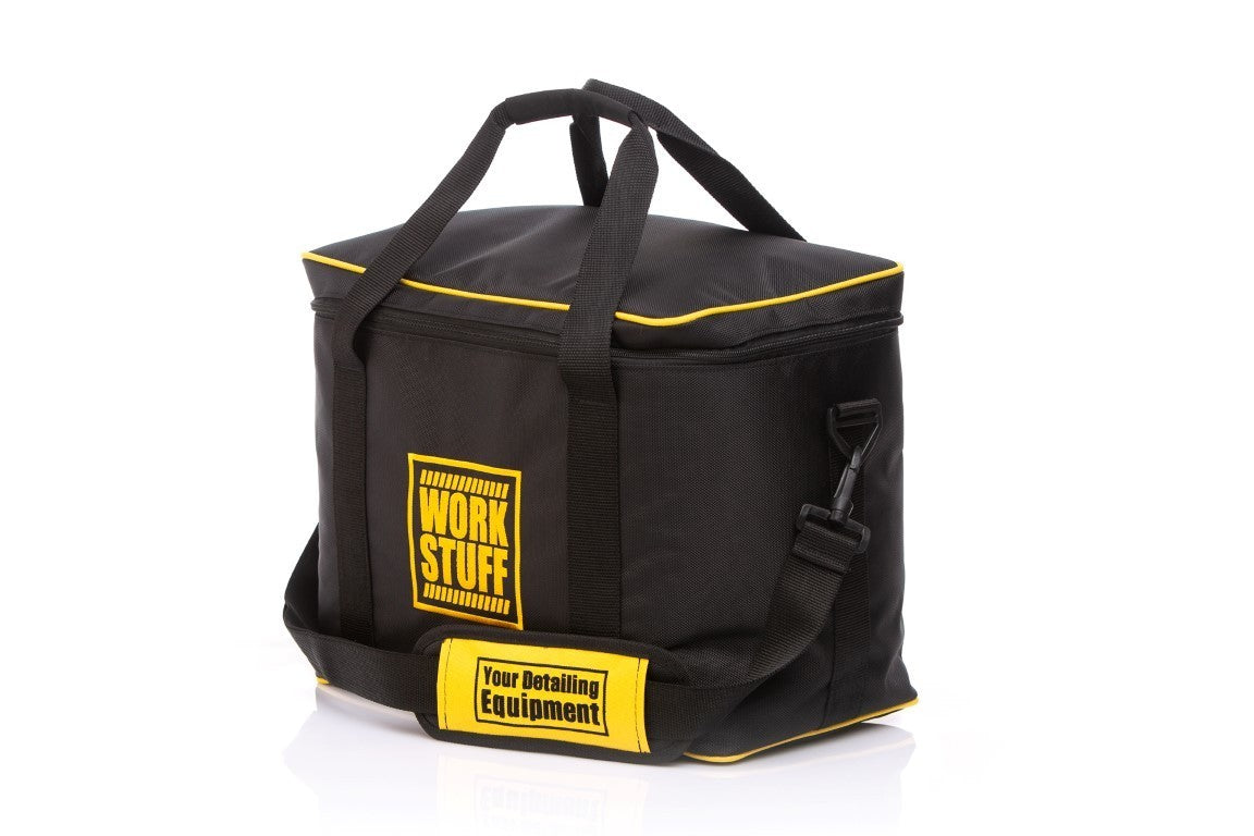 Work Stuff Detailing Bag made of durable 1680D polyester with compartments for organizing and carrying detailing products.