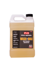 One-gallon jug of P&S Wash & Wax, a concentrated pH-neutral car shampoo with wax for added protection and a glossy finish.