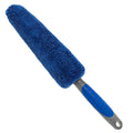 Blue microfiber cleaning brush on a white background