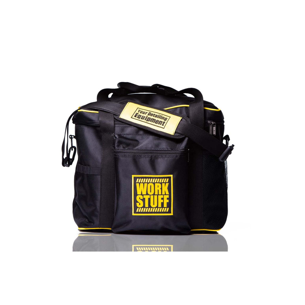Work Stuff Detailing Bag made of durable 1680D polyester with compartments for organizing and carrying detailing products.