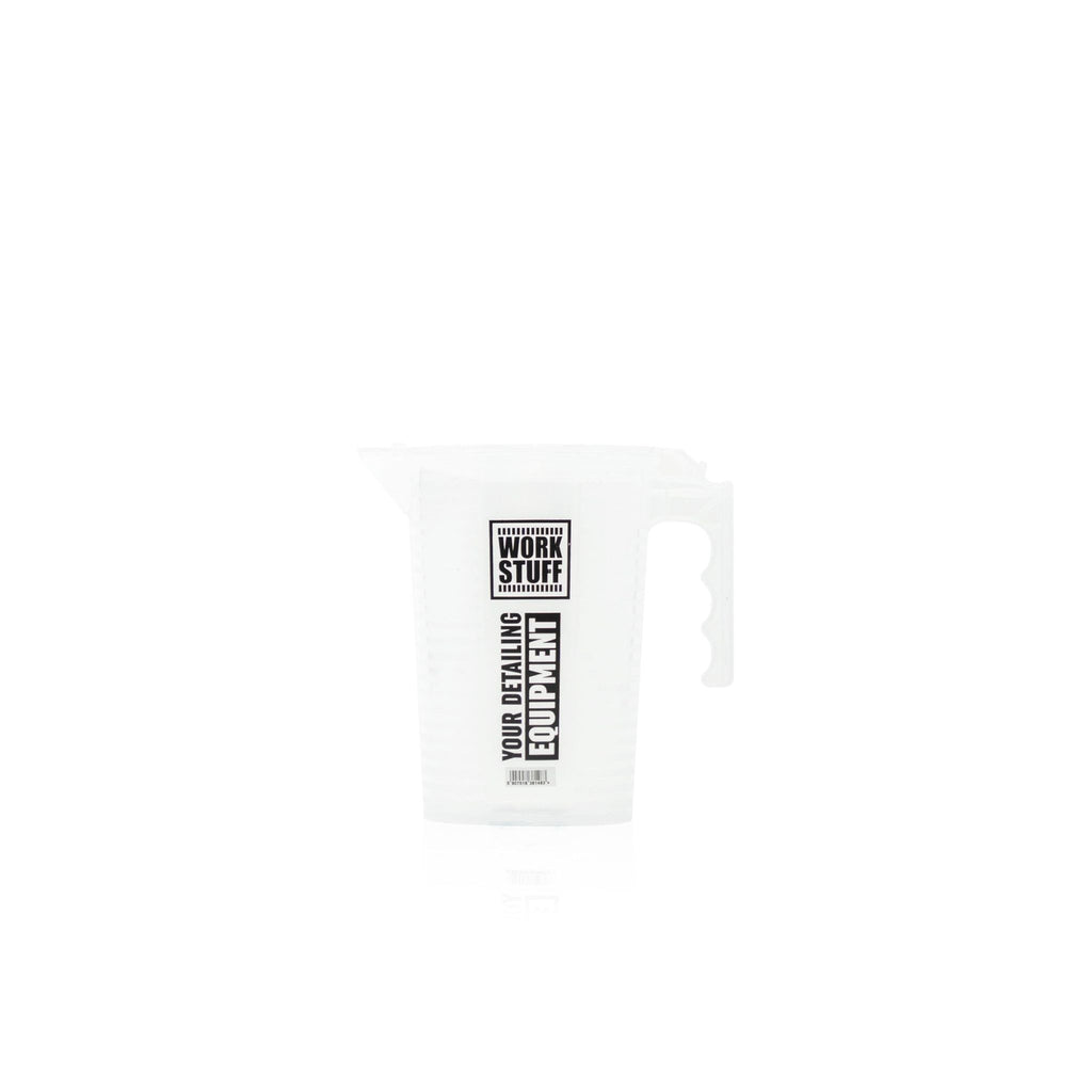 Work Stuff 500ml Measuring Cup with clear volume markings, used for precise dilution of detailing products.