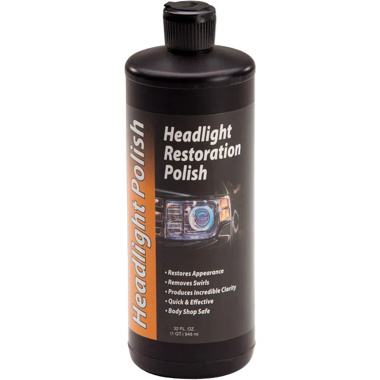 Bottle of P&S Headlight Restoration Polish that quickly restores incredible clarity to headlights.