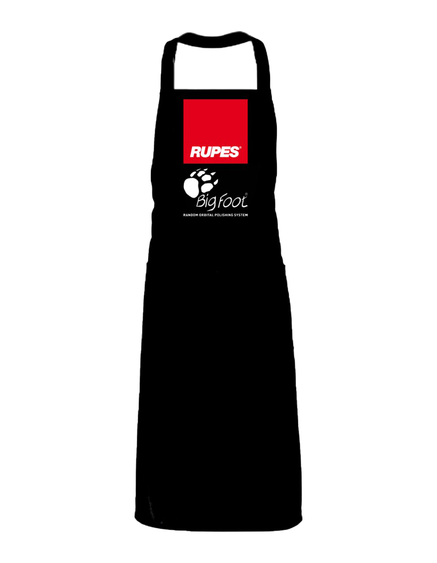 Rupes BigFoot detailing apron with large front pocket and Rupes red logo, designed for comfort, style, and convenience.