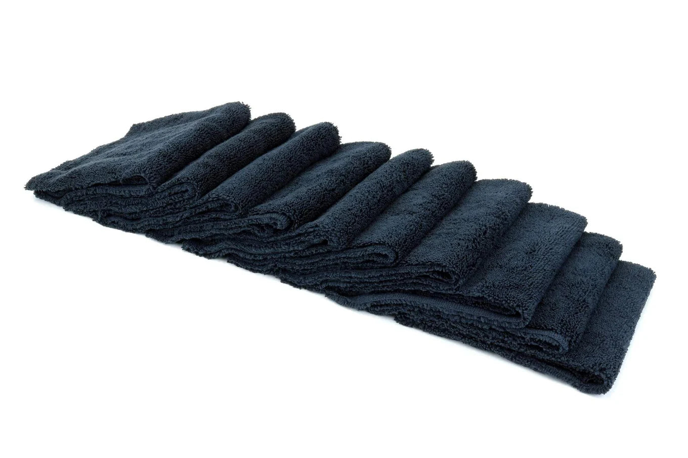 Black 10 pack Autofiber Cost What! Edgeless Microfiber Shop Rag 340GSM for general cleaning, polishing, and detailing.