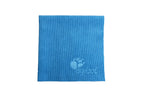 Rupes Premium Microfiber cloth shown in blue with short knap, ideal for removing compound and polish residues.