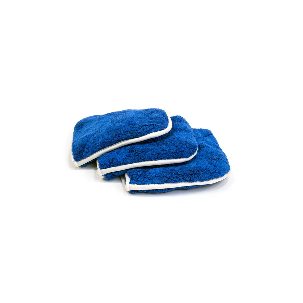 Blue Autofiber Double Flip Rinseless Car Wash Microfiber Towels, 3-pack, for rinseless car washing and detailing.