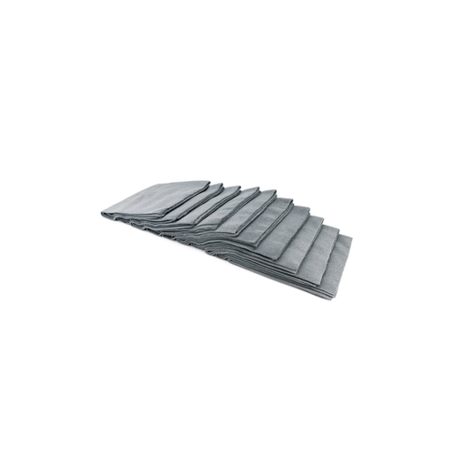 Gray 10-pack AutoFiber Buffmaster Microfiber Polish and Buffing Towel for polish and wax removal without scratching.