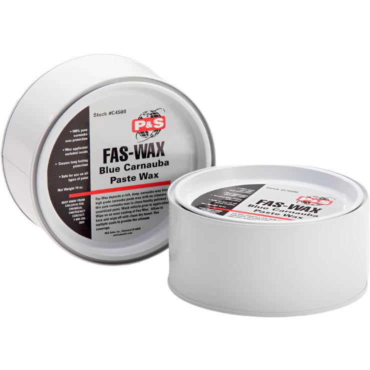 Two containers of P&S EZ Blue Fas Wax, providing lasting pure carnauba wax protection on all types of paint.
