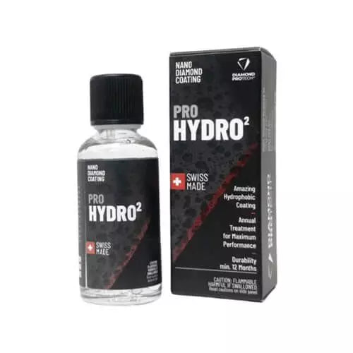 Diamond ProTech PRO HYDRO² hydrophobic top coat for high gloss, water beading, and coating protection.