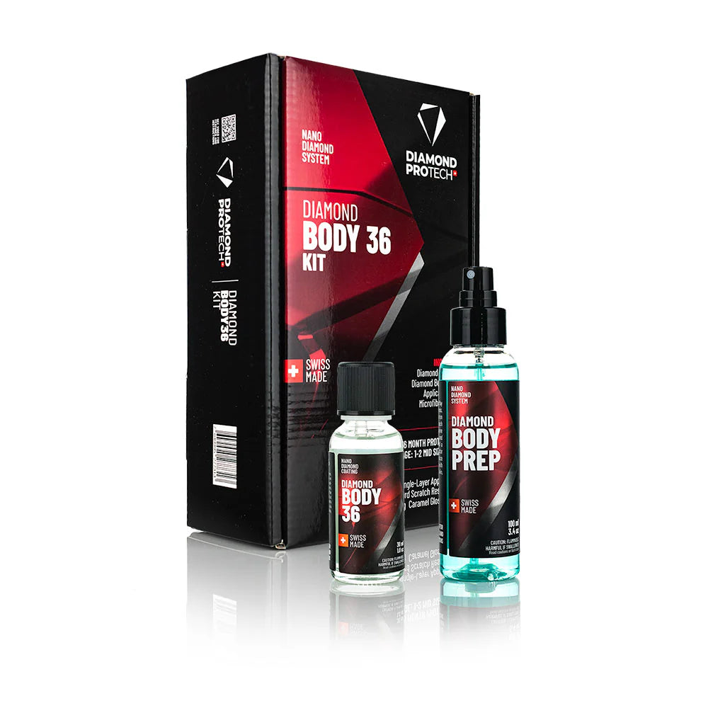 Diamond ProTech Diamond Body 36 Kit shown with included prep spray and Diamond Body 36 coating for 3 years of protection.