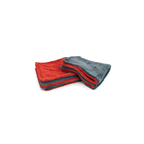 16"x16" Red/Gray Dreadnought Jr. Microfiber Double Twist Pile Detailing Towel 2 pack for superior drying and softness.