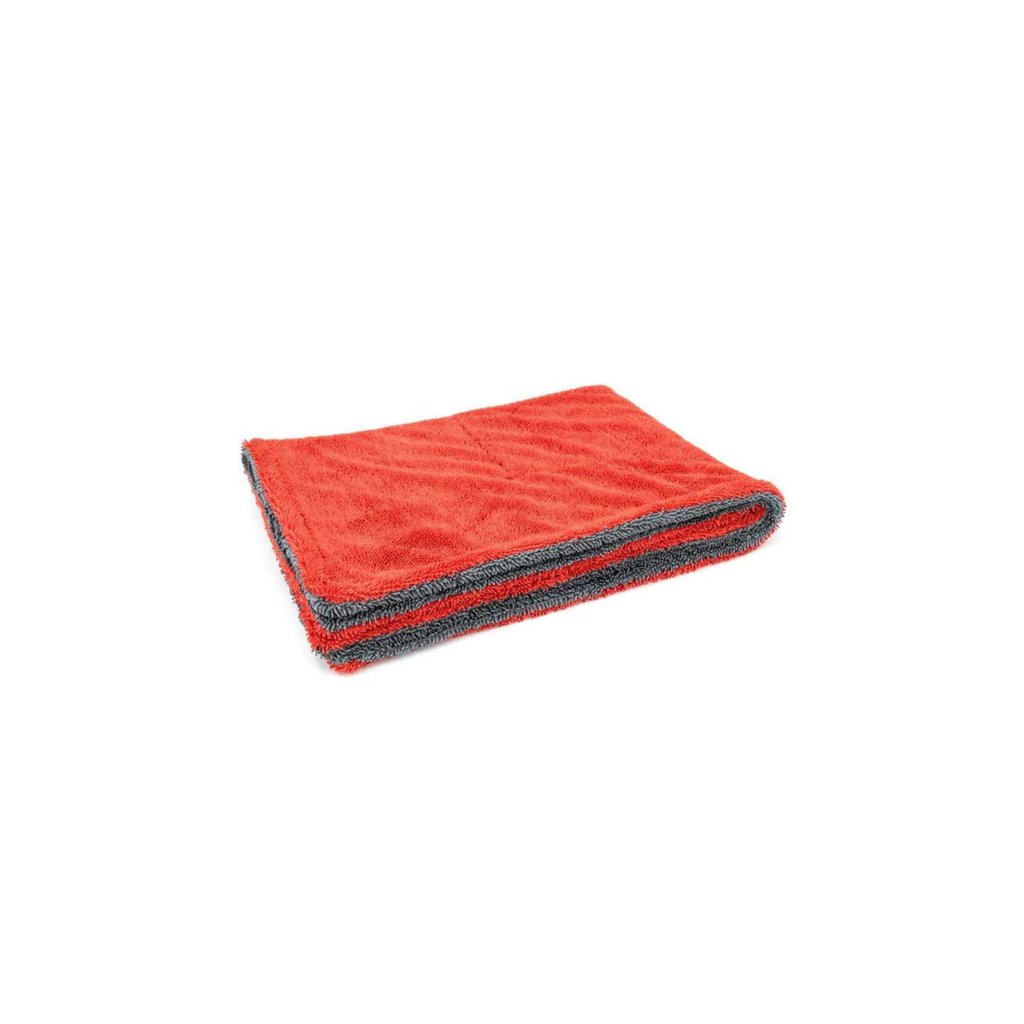 20x30" Red/Gray Dreadnought Microfiber Car Drying Towel with high absorbency and soft, lint-free finish.