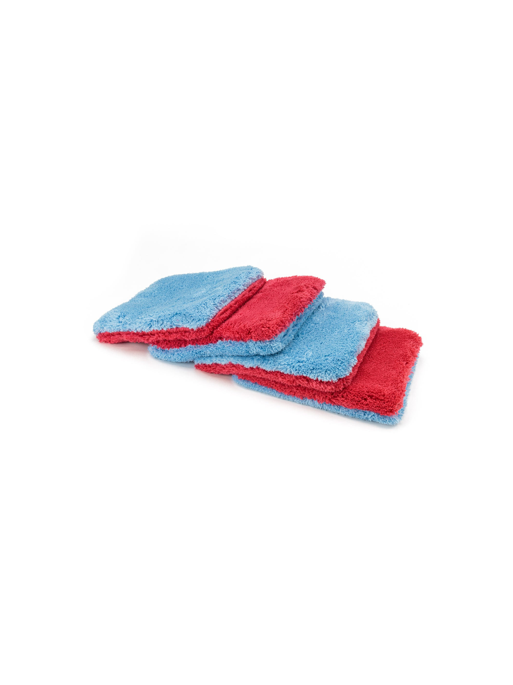 AutoFiber Flat Out Microfiber Wash Pads, 9x8”, blue/red, 4-pack, for safe and effective car washing.