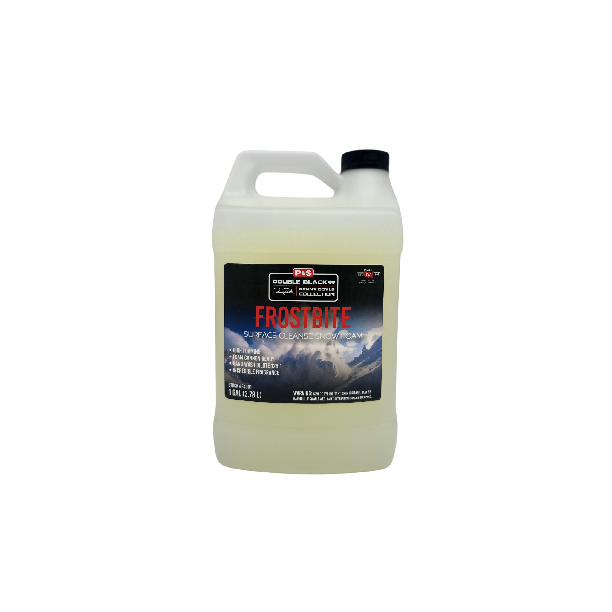 One-gallon jug of P&S Frostbite that produces a thick, rich foam to effectively lift dirt while being gentle on paint.