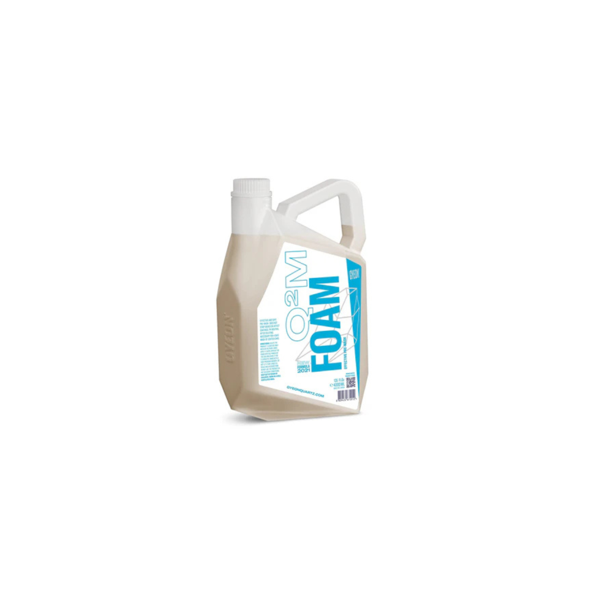 4L jug of GYEON Q²M Foam, a prewash that lifts dirt with thick foam to reduce swirl marks before hand washing.
