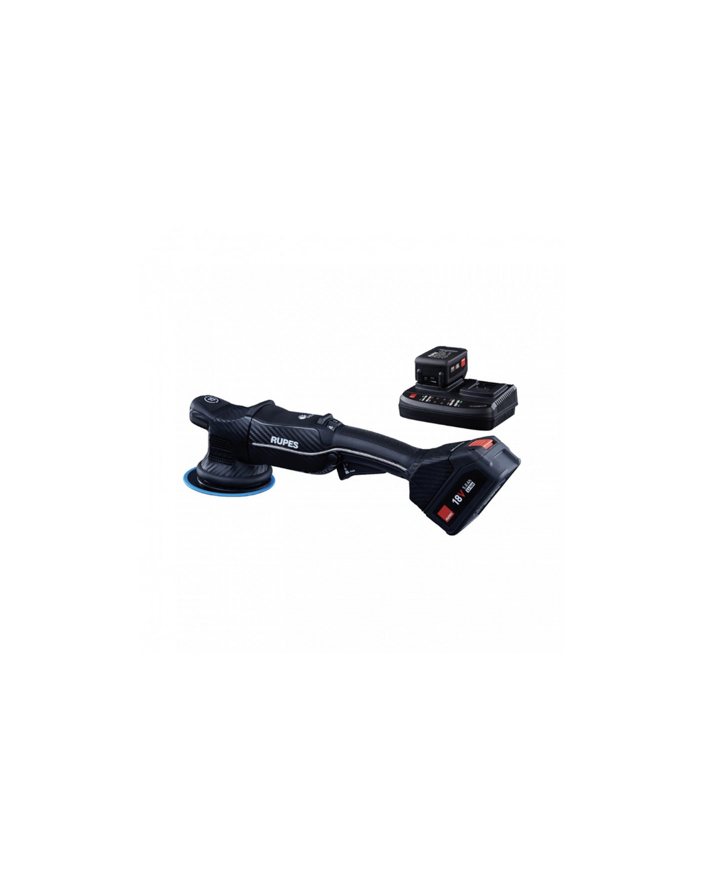 RUPES BigFoot HLR15 iBRID Standard Kit shown with included charger and batteries.