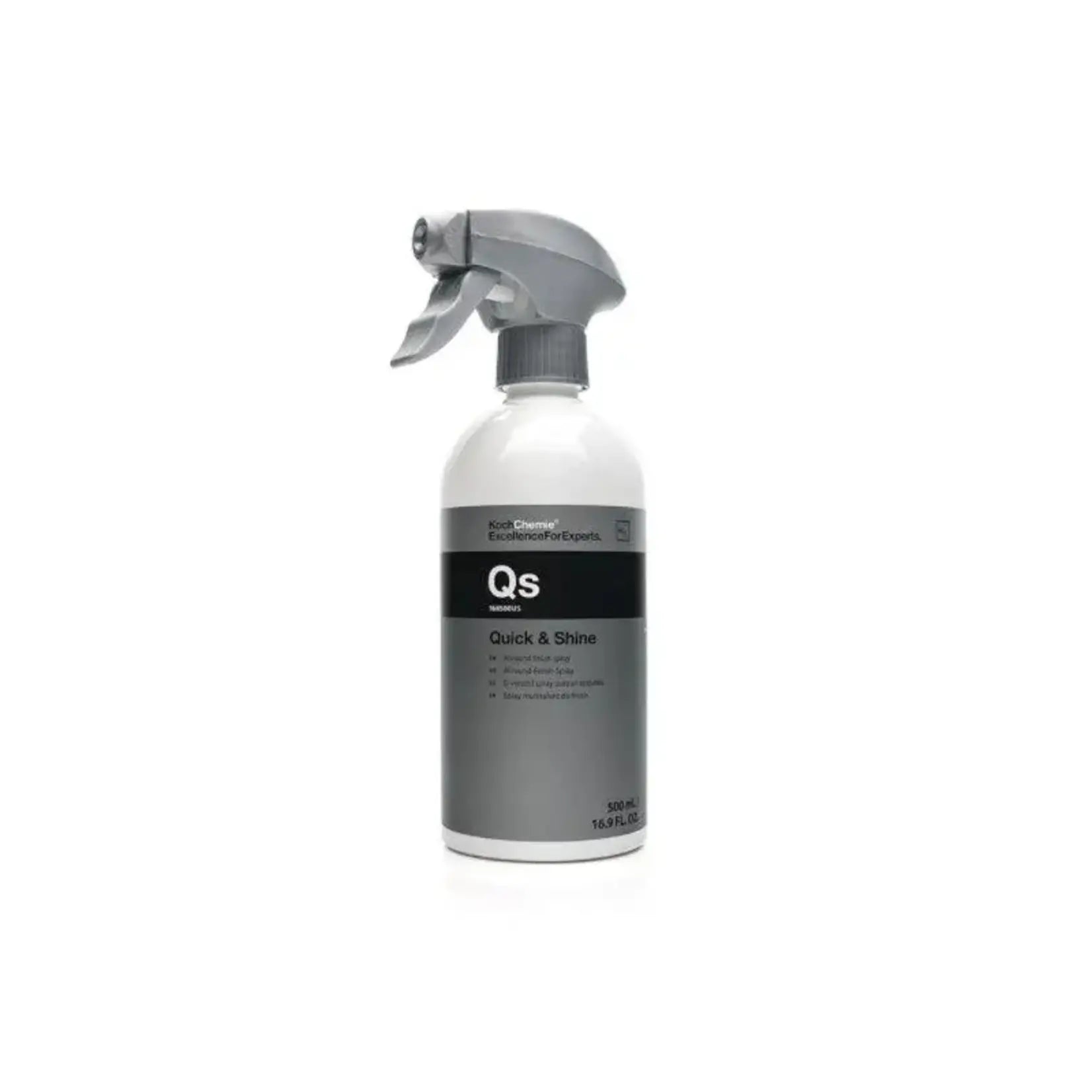 Koch-Chemie Quick & Shine all-around quick detailer for smooth, painted surfaces including vehicles, glass, and plastics.