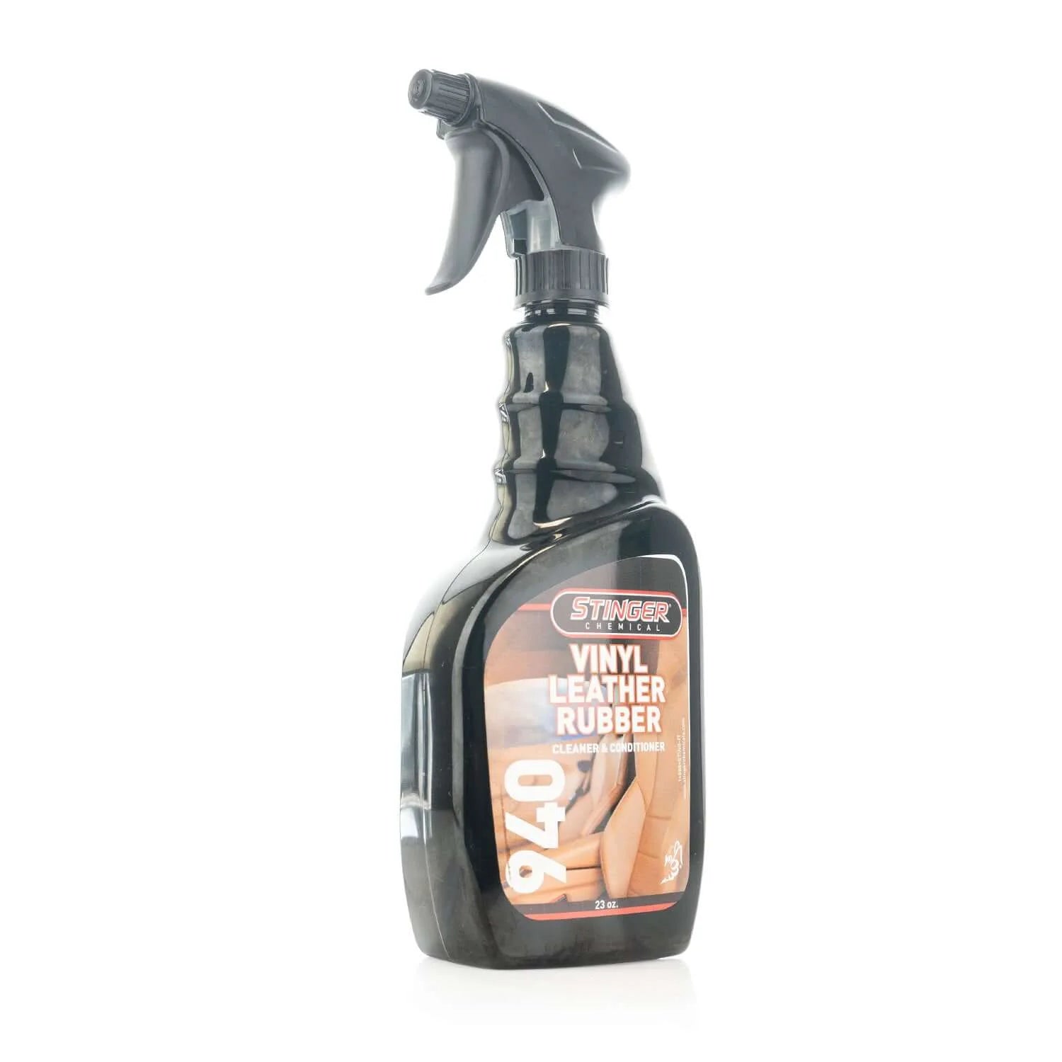 STINGER 940 VINYL LEATHER RUBBER CLEANER AND CONDITIONER cleans, conditions, and protects with UV defense and glossy finish.