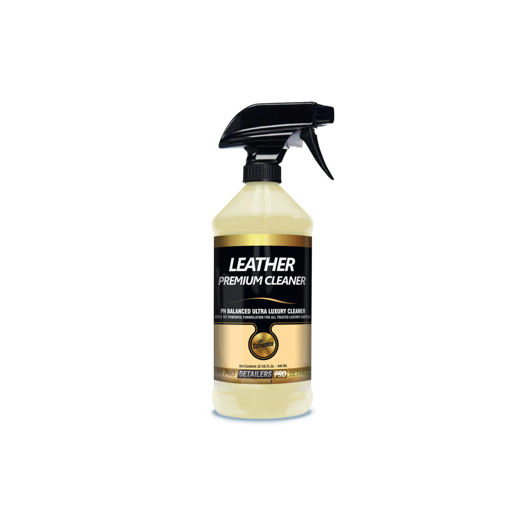 Bottle of Symplex Leather Cleaner, a car detailing product for cleaning and maintaining leather surfaces in vehicles.