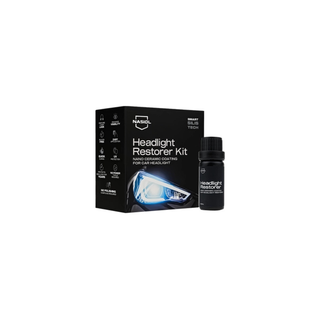 Nasiol Headlight Restorer Kit for restoring clarity to foggy headlights and protecting them with a durable nano coating.