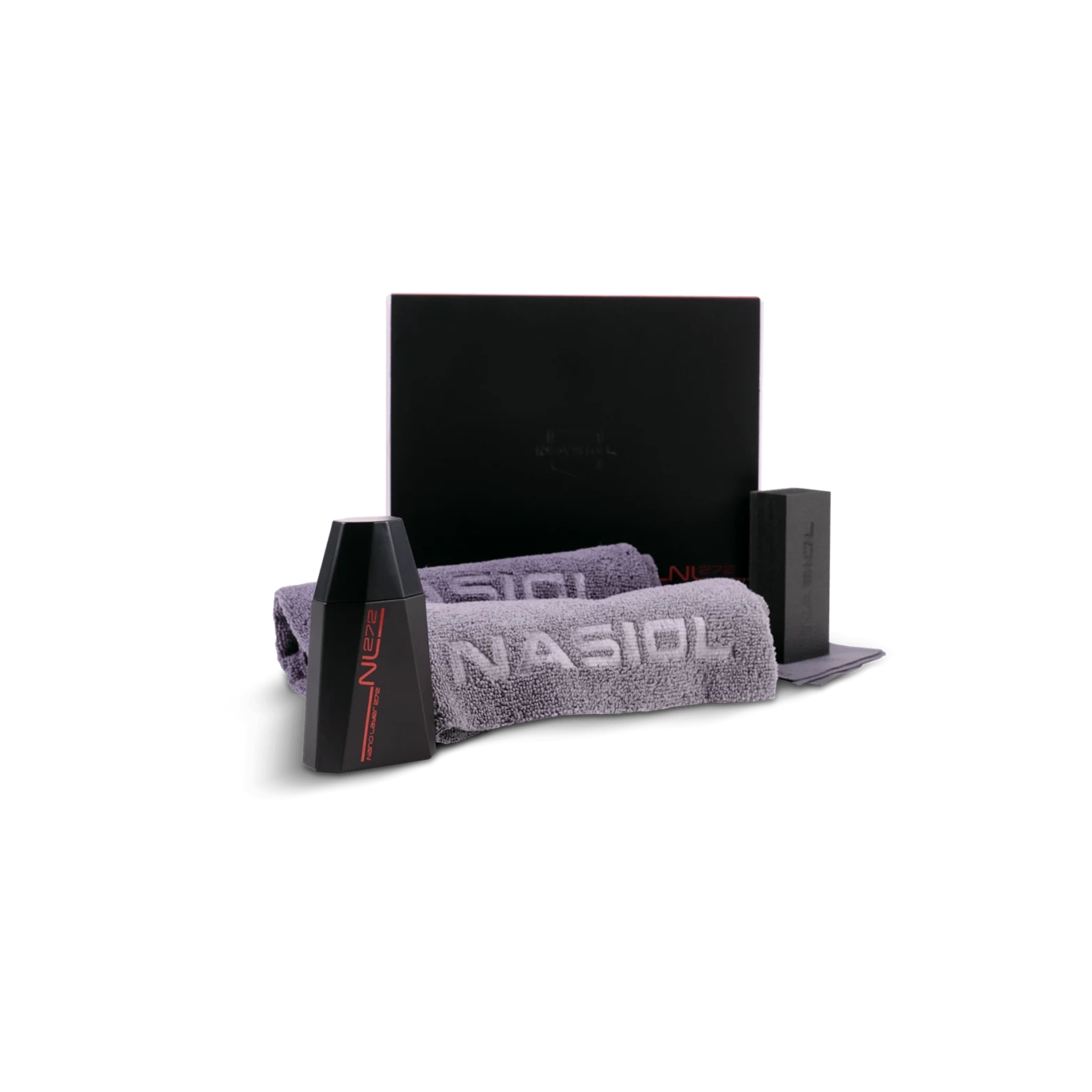Bottle of Nasiol NL272 nano coating that forms a protective layer with unmatched gloss, water repellency, and 10H scratch resistance.