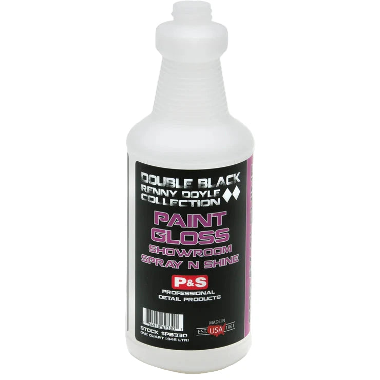 32 oz bottle of P&S Paint Gloss, an easy-to-use quick detailer and clay lubricant safe for all vehicles.
