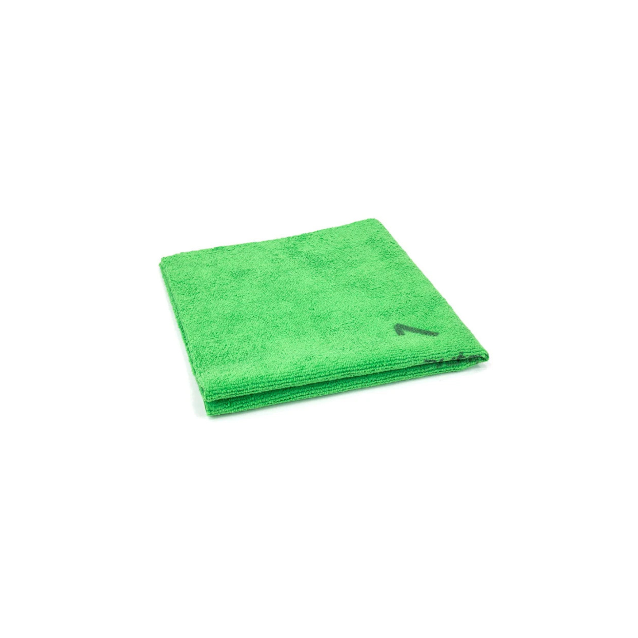 Green Autofiber Quadrant Wipe Microfiber Leveling Towel, with numbered quadrants for coating application and leveling.