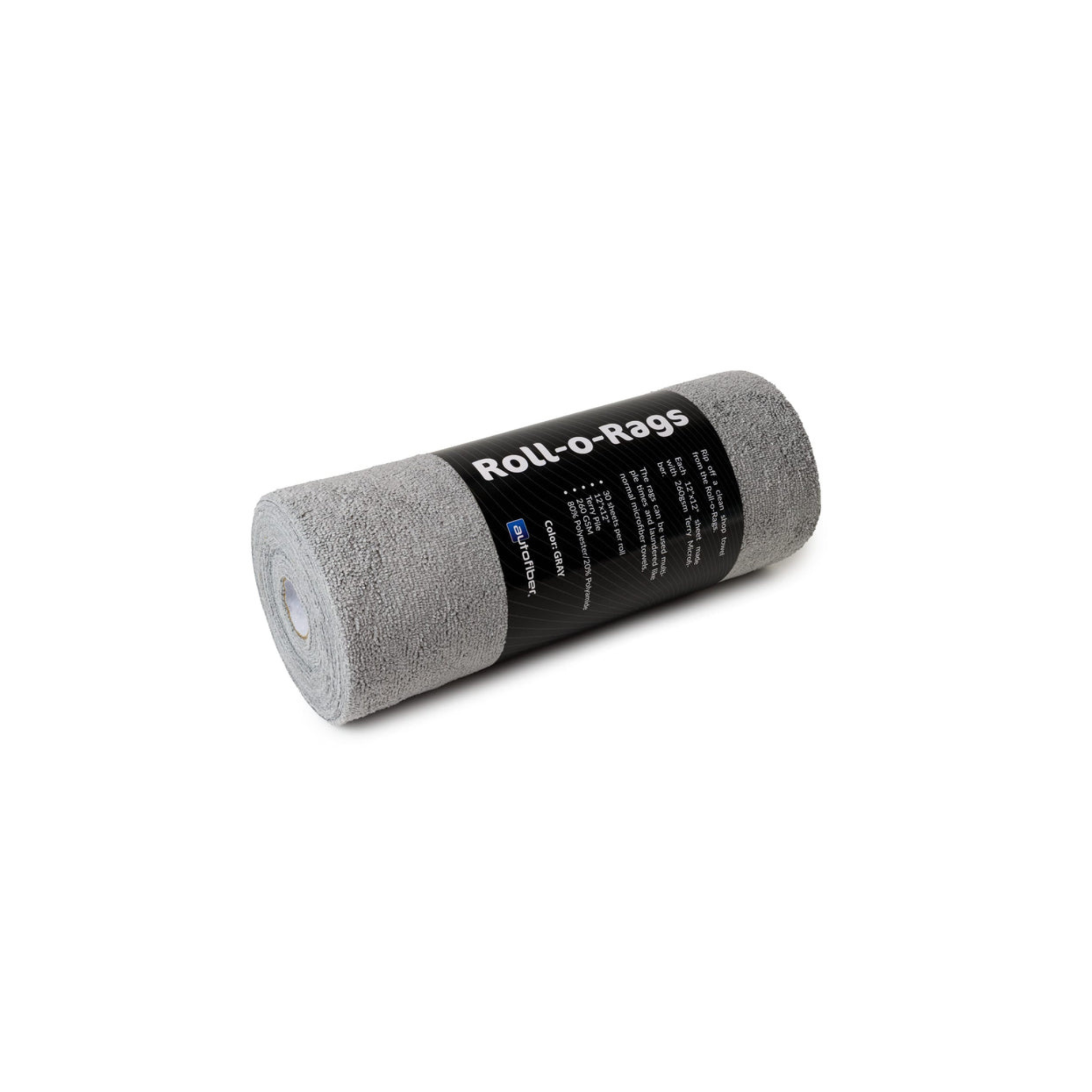 Gray Autofiber Roll-o-Rags Microfiber Towels on a Roll for convenient, disposable-style cleaning and detailing.