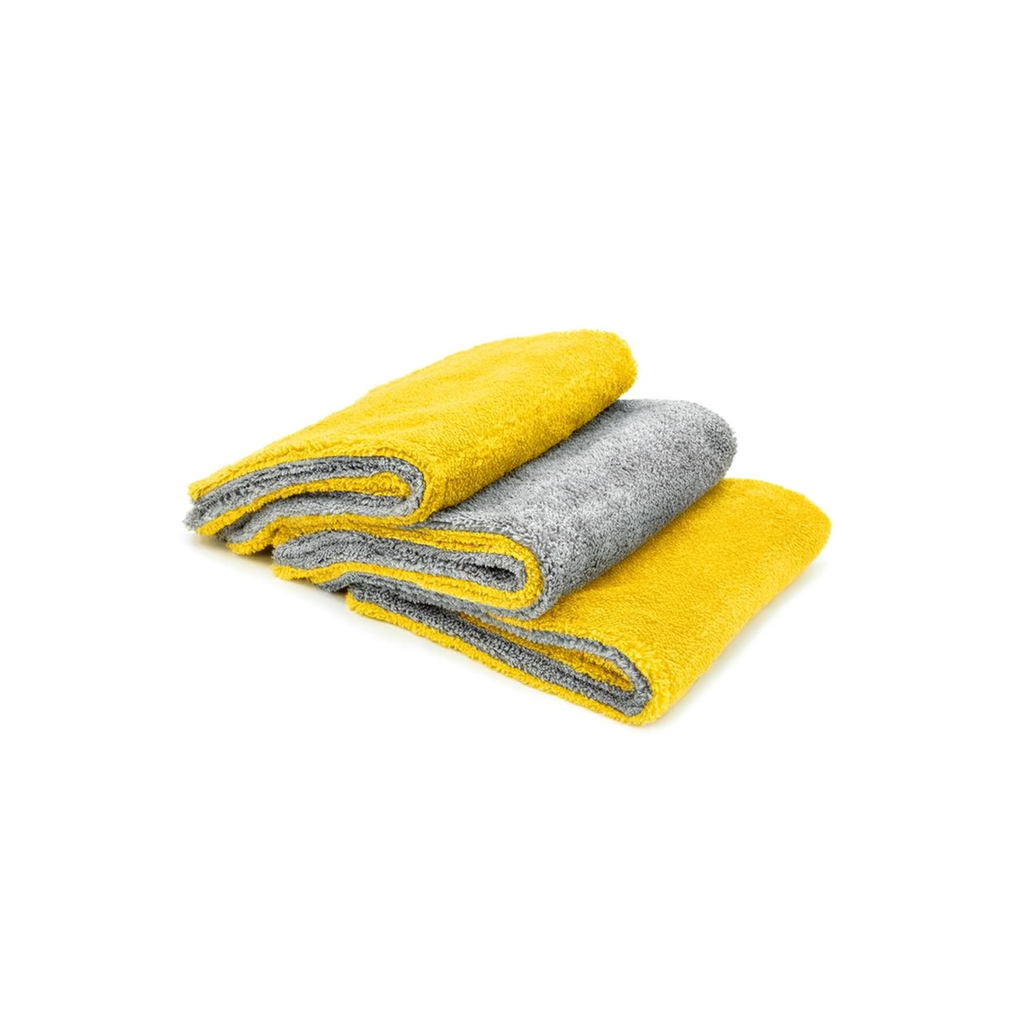 Yellow Autofiber Royal Plush Detailing Towel, 3-pack, 700GSM double pile microfiber for ultra-soft buffing and drying.
