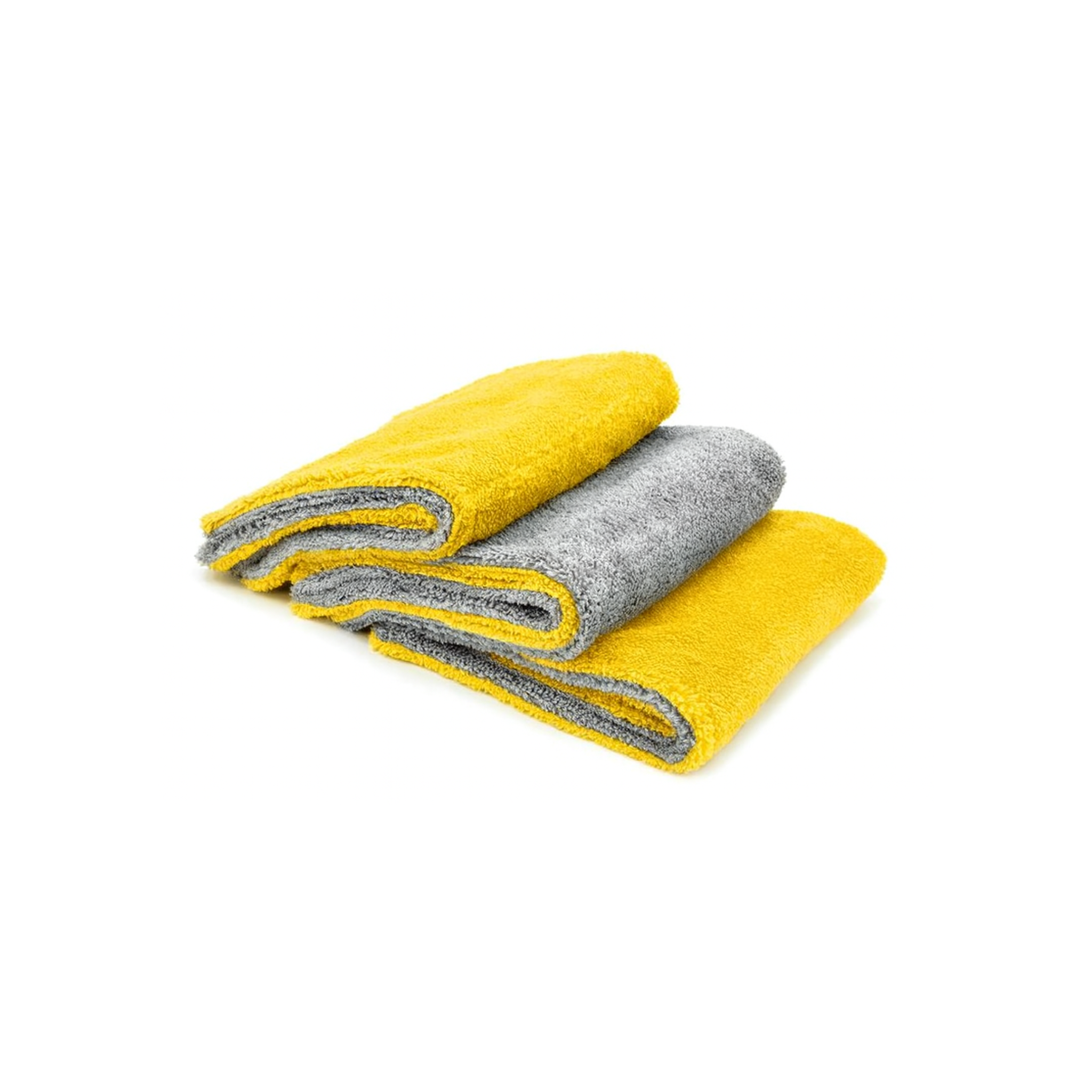 Yellow Autofiber Royal Plush Detailing Towel, 3-pack, 700GSM double pile microfiber for ultra-soft buffing and drying.