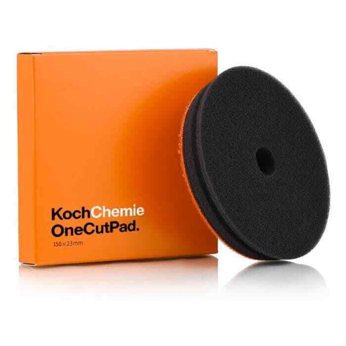 6-inch Koch-Chemie One Cut Pad, medium abrasive foam for moderate scratch removal with excellent stability and flexibility.