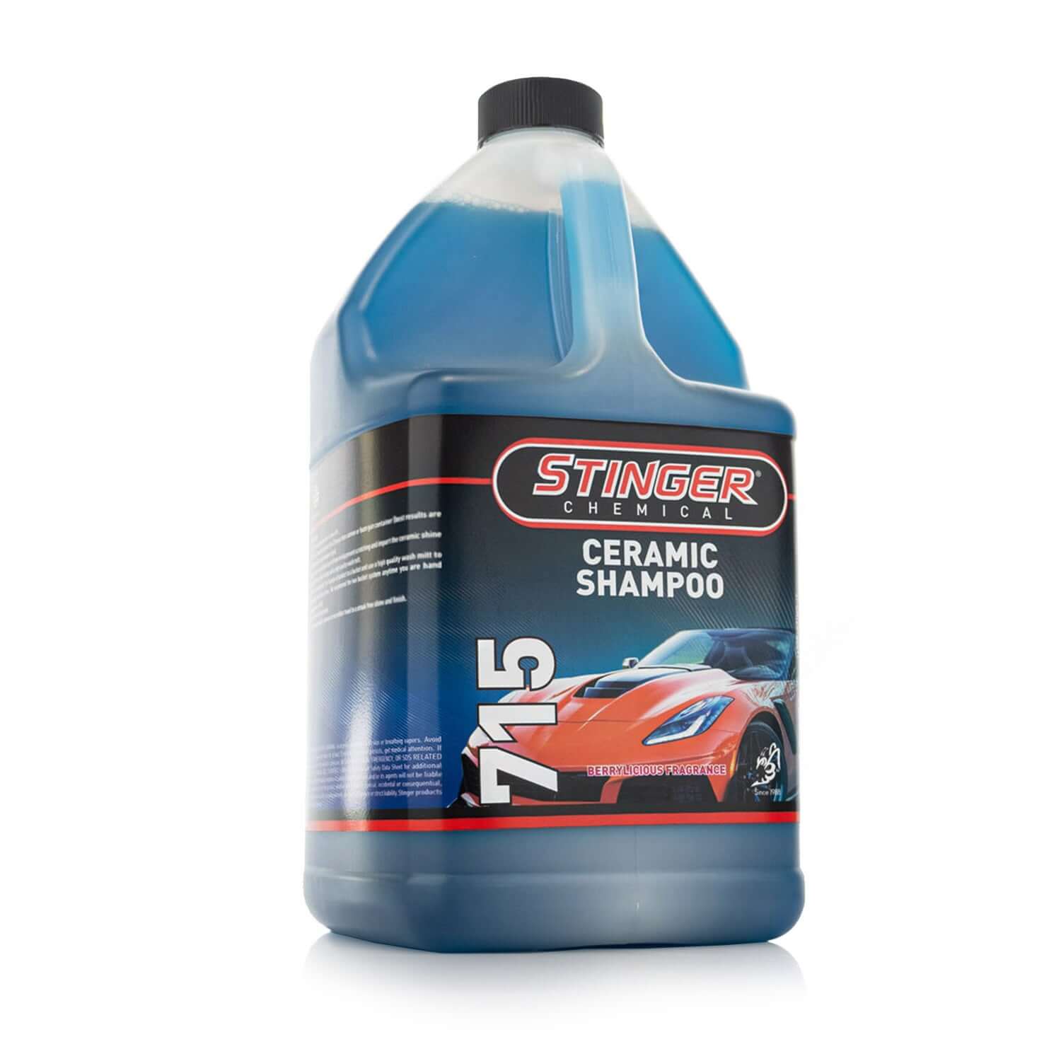 1G of STINGER 715 CERAMIC SHAMPOO cleans and adds SiO2 protection in one step, leaving a glossy, hydrophobic finish.
