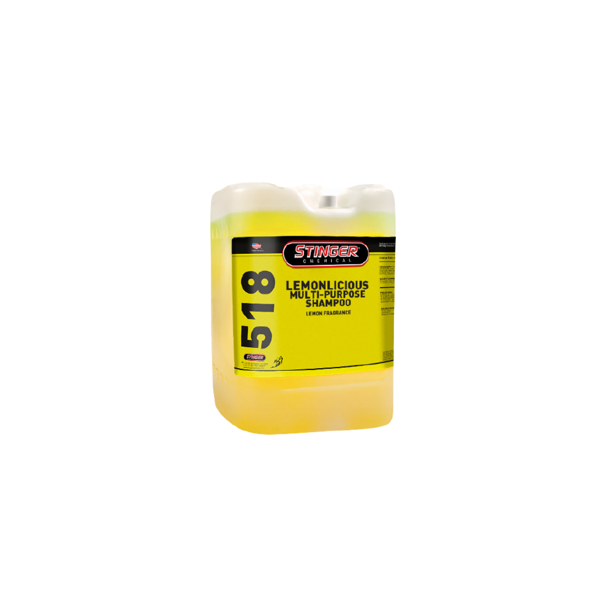 Stinger 518 Lemonlicious Multi-Purpose Shampoo is a concentrated high-foaming soap for auto detailing use.