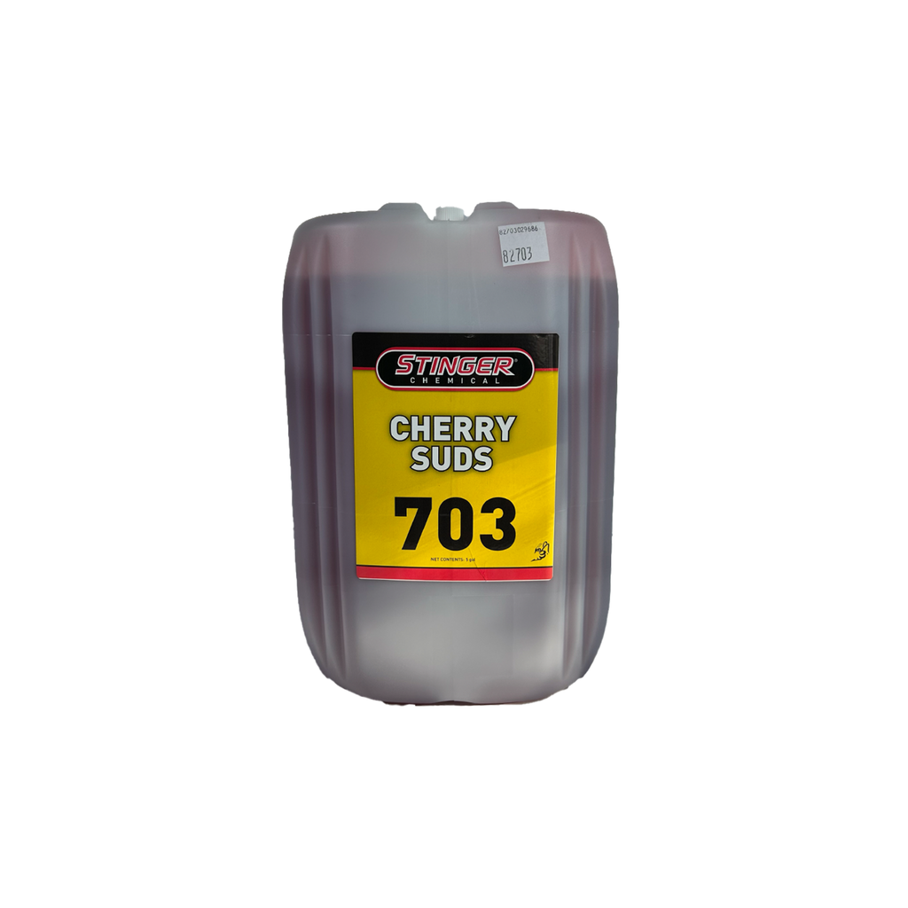 Stinger 703 CHERRY SUDS is a thick, high-foaming soap that safely lifts grime with long-lasting foam; ideal for foam cannons.