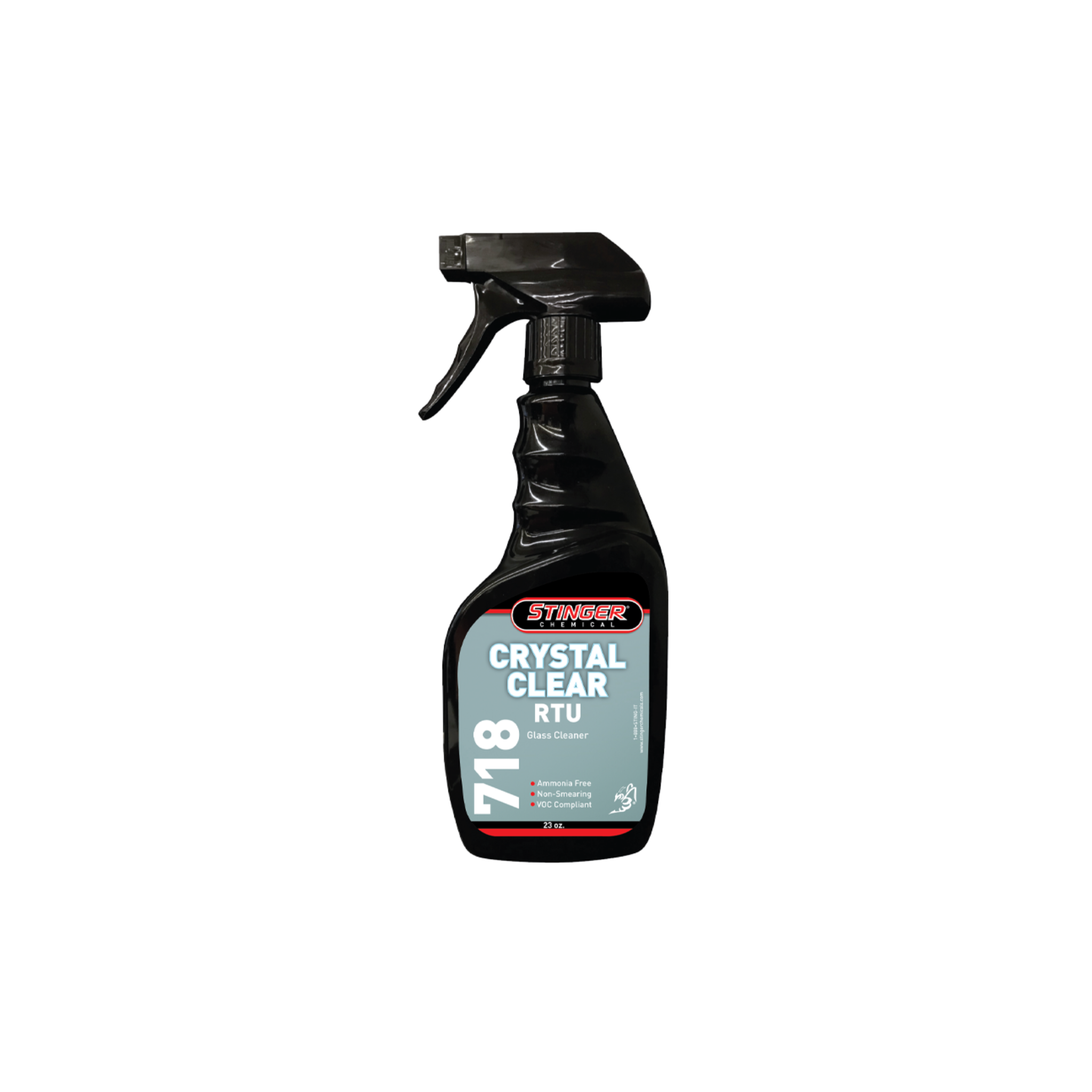 STINGER 718 CRYSTAL CLEAR RTU cleans glass, mirrors, and chrome; removes grime and bugs for a streak-free, polished finish.