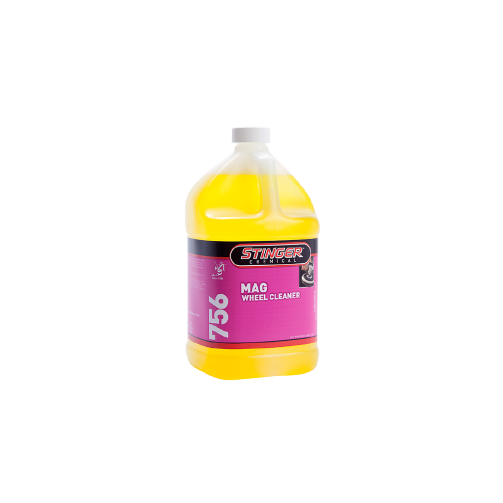 STINGER 756 MAG WHEEL CLEANER is an acid-based foaming cleaner for mag and aluminum wheels; removes grime and brake dust.