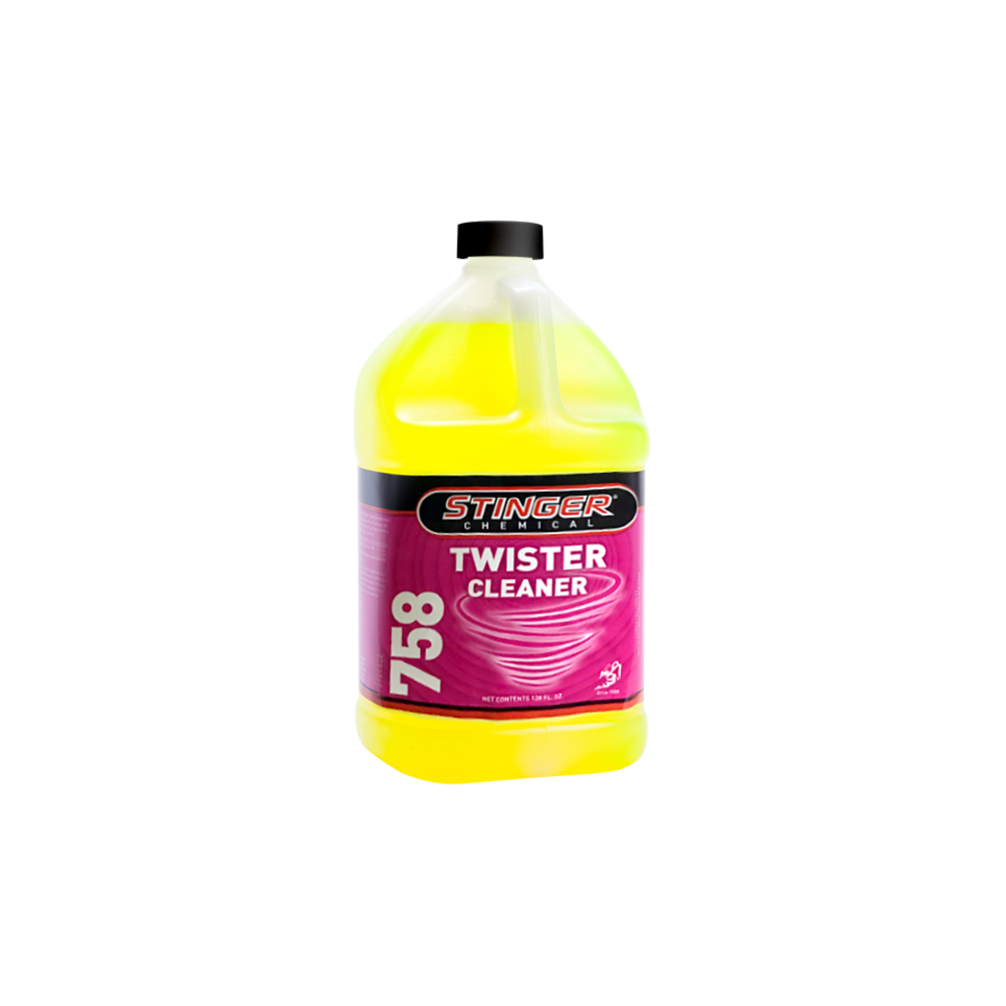 STINGER 758 TWISTER INTERIOR CLEANER removes dirt, grime, and stains from carpets, upholstery, and interior surfaces.