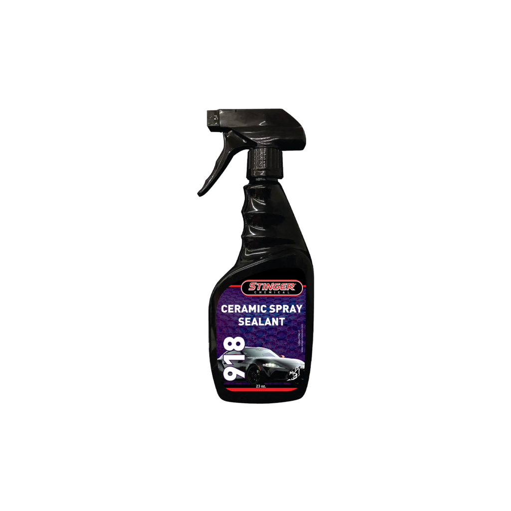 STINGER 918 CERAMIC SPRAY SEALANT protects and shines with SiO2 formula; spray-on, wipe-off with slick, hydrophobic finish.