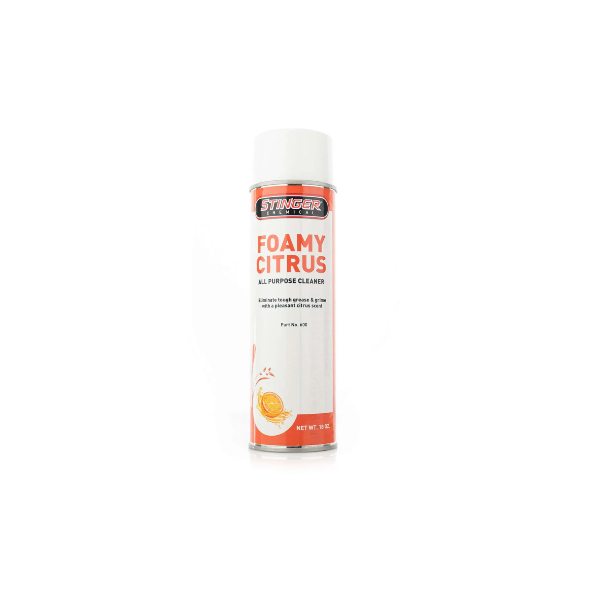 STINGER 600 FOAMY CITRUS ALL-PURPOSE CLEANER, clinging foam degreaser with orange scent for tough grime on all surfaces.