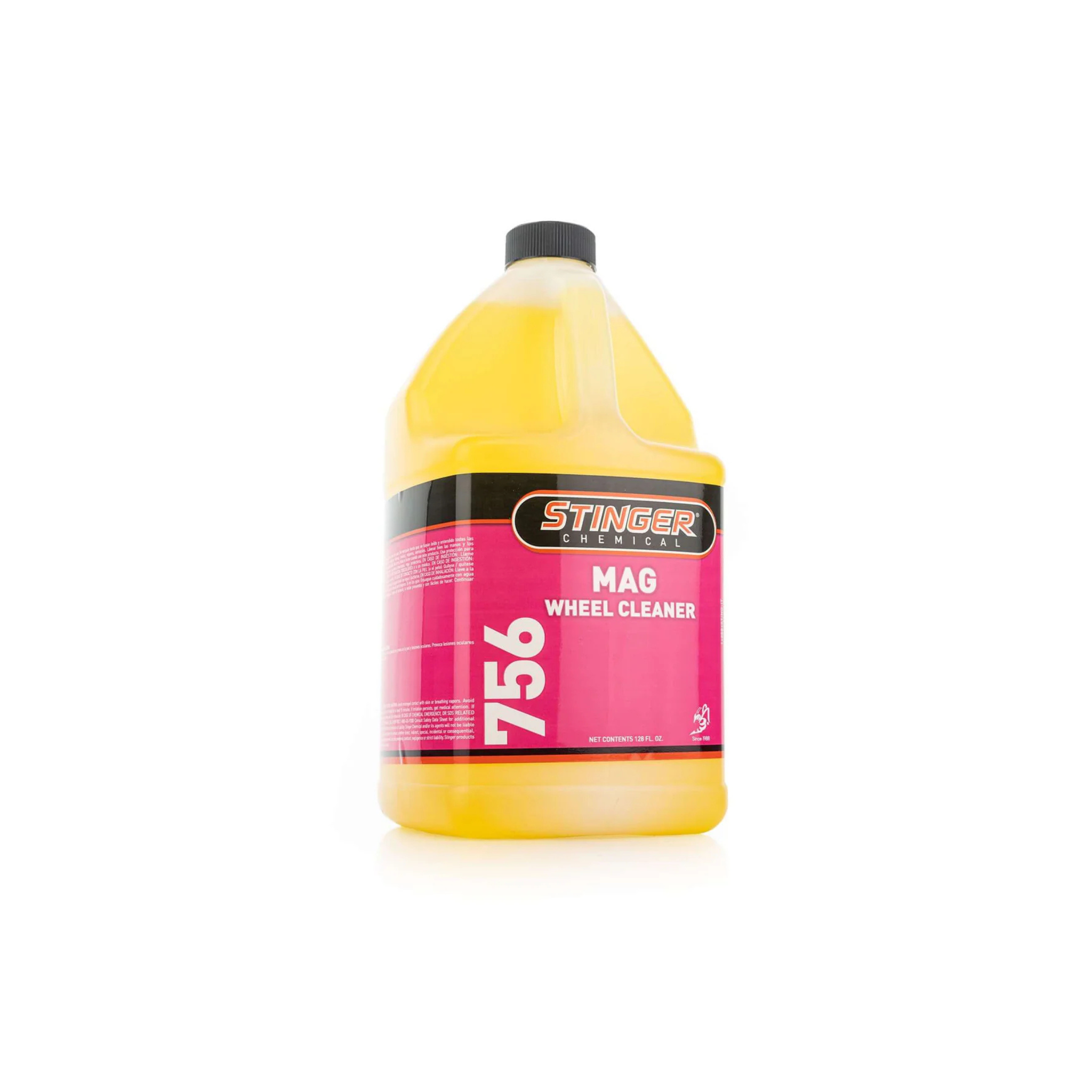 STINGER 756 MAG WHEEL CLEANER is an acid-based foaming cleaner for mag and aluminum wheels; removes grime and brake dust.