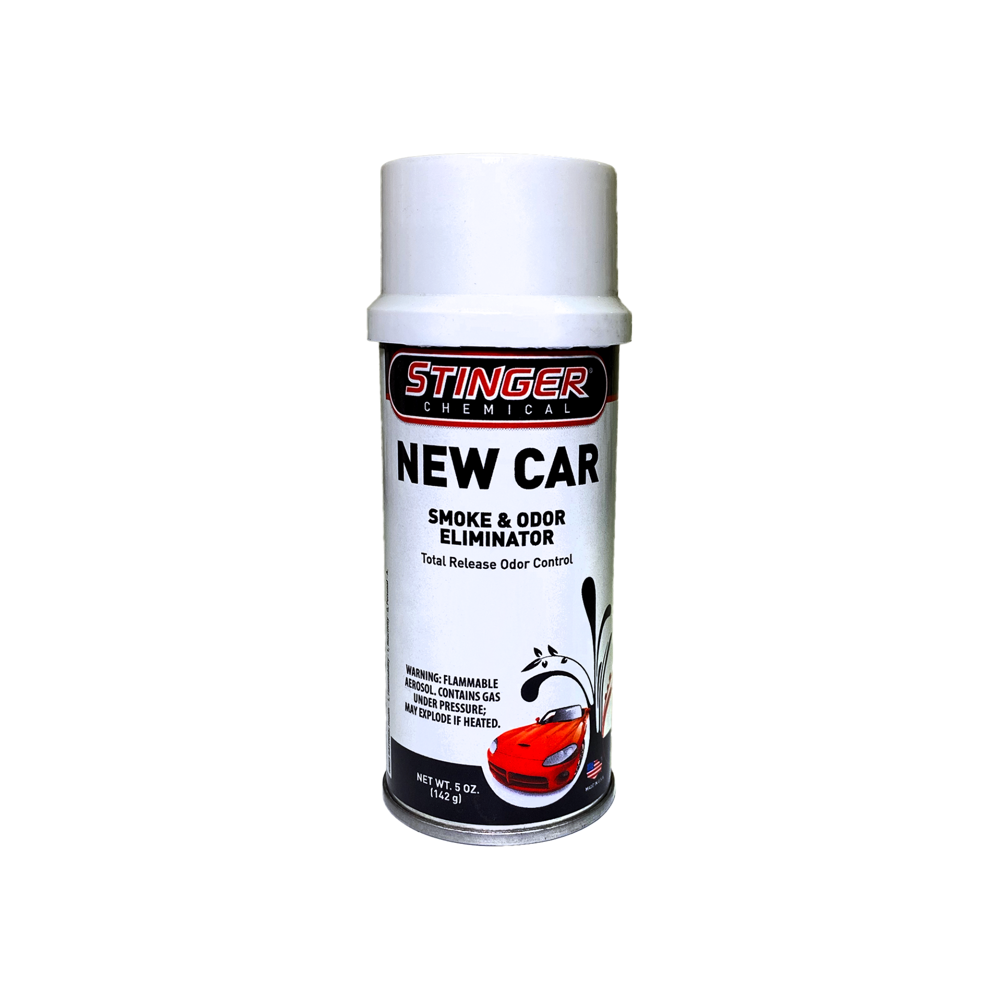 Stinger Chemical 5oz Odor Bomb in New Car scent for effective odor removal.