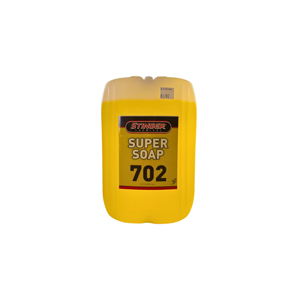 STINGER 702 SUPER SOAP is a thick, concentrated car wash with high foam; removes dirt, bugs, and leaves a banana scent.