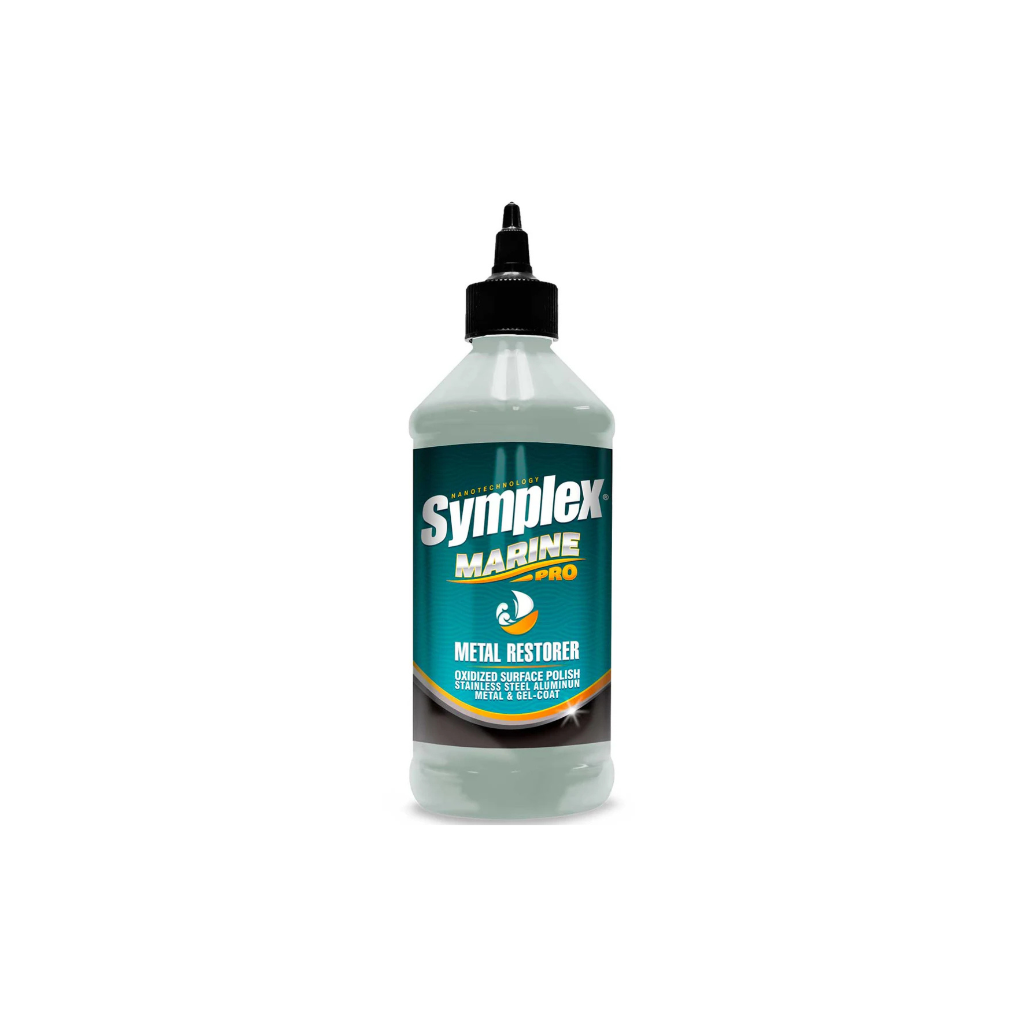 Symplex Marine Metal Polish bottle – restores shine and protects metal surfaces on boats