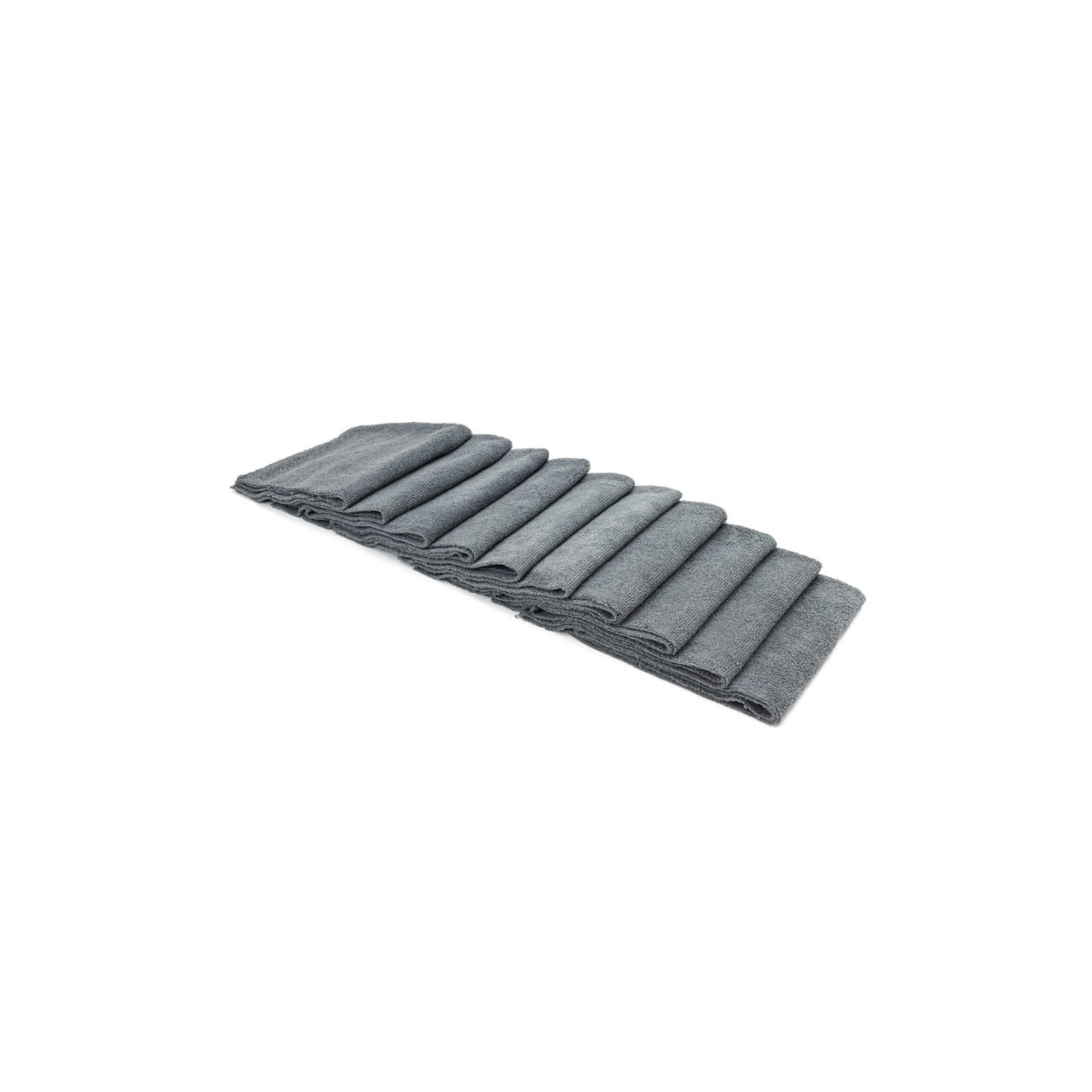 Gray 10-pack Autofiber [Utility 300] All-Purpose Edgeless Microfiber Towel, 300GSM for all-purpose cleaning.