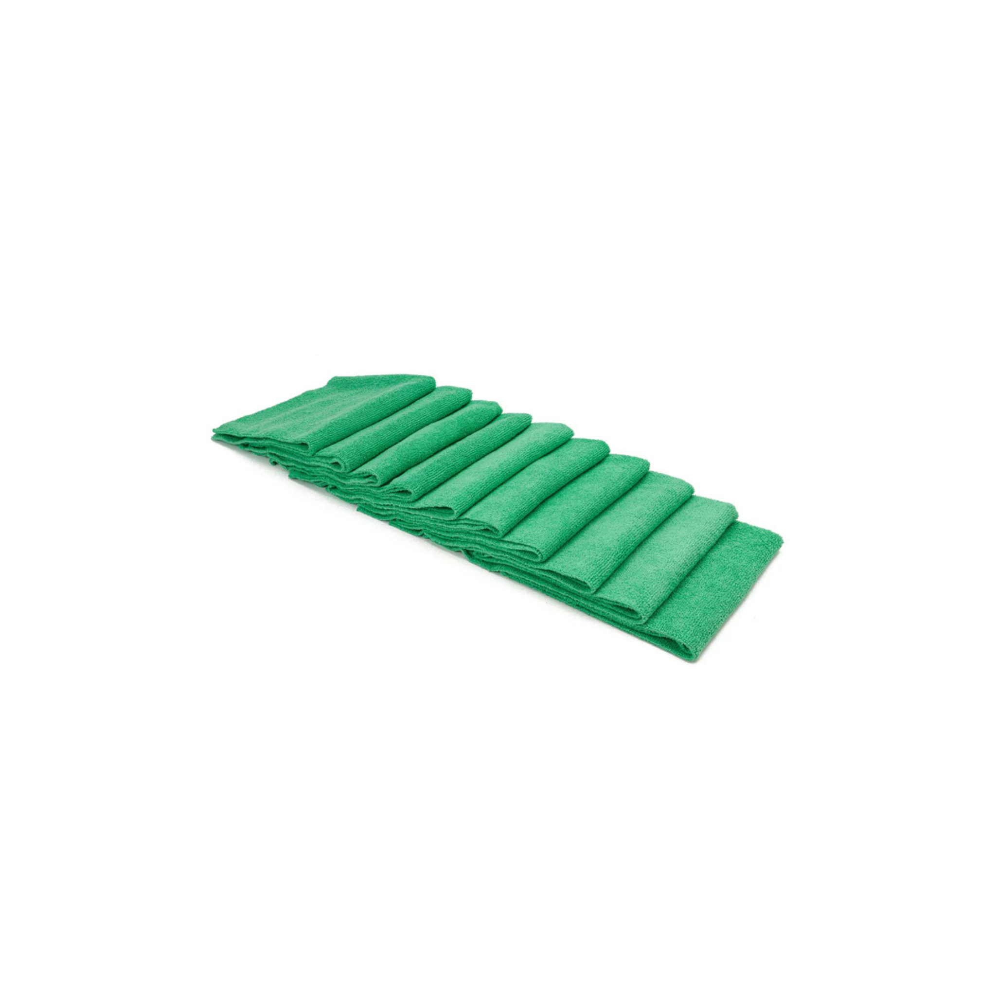 Green 10-pack Autofiber [Utility 300] All-Purpose Edgeless Microfiber Towel, 300GSM for all-purpose cleaning.