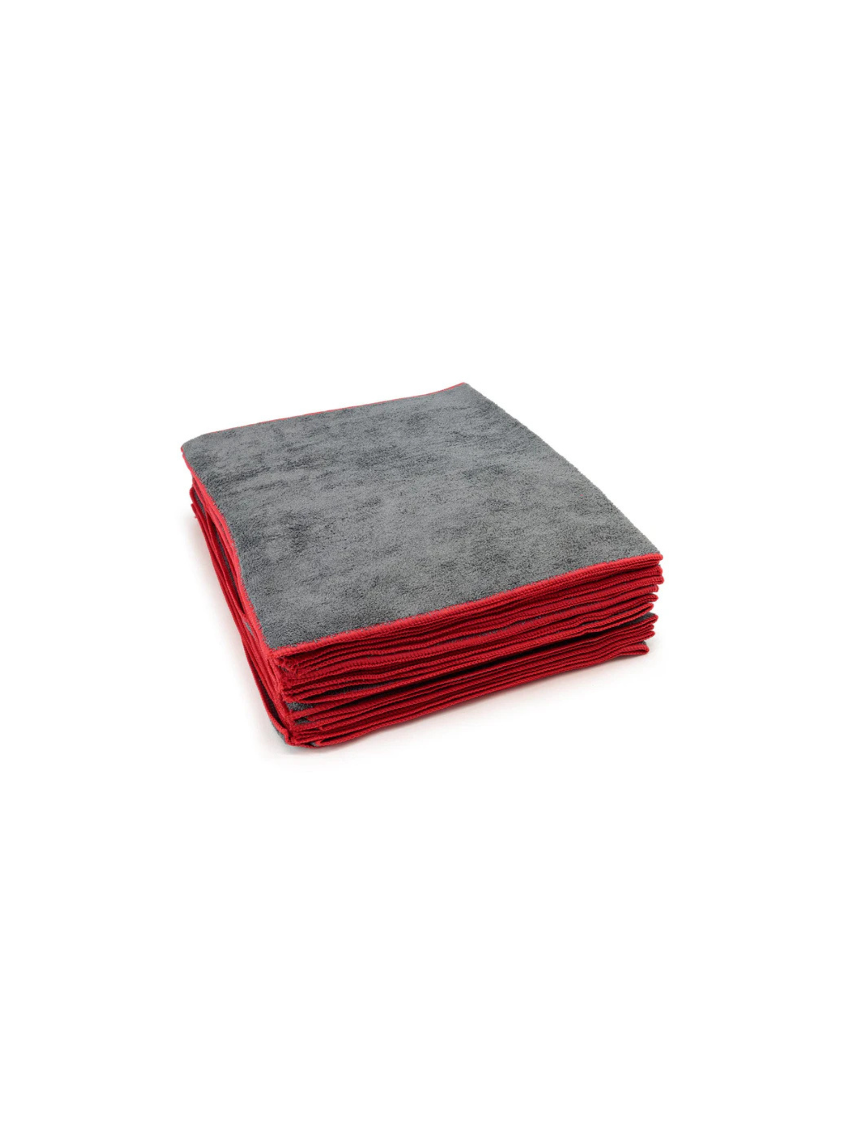 20-pack Autofiber Utility 400v Car Wash Microfiber Towel with red stitching for auto detailing and drying.