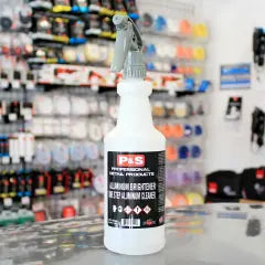 32oz bottle of P&S Aluminum Brightener for cleaning and restoring aluminum on vehicles and trailers.